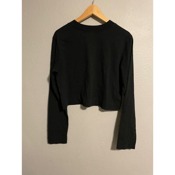Tan Lines by Sivan Ayla Womens Sweatshirt Medium Black Cropped Casual Minimalist - Picture 4 of 7